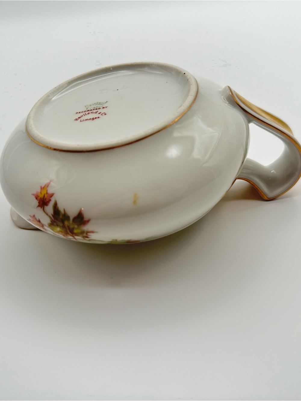 Haviland Limoges Autumn Leaf Creamer & Covered Sugar Bowl Gold Accents - Picture 7 of 16